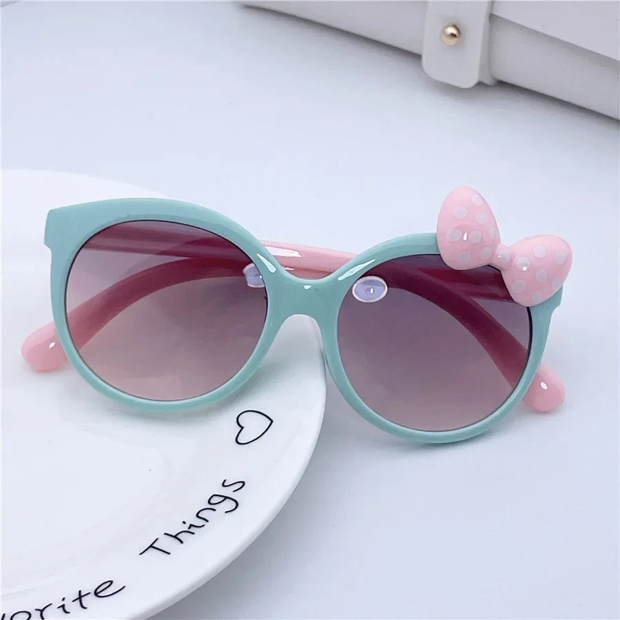 Kids Sunglasses Girls Boys Shiny Bowknot Sun Glasses Lovely Cat Children Eyewear Fashion Gradient Eyeglasses UV400