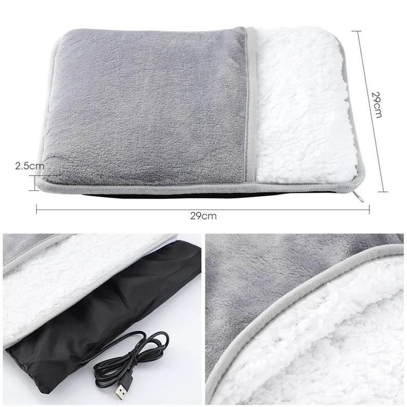 Electric Foot Warmer Portable Usb Heating Pad Soft Plush Washable Feet Heater Household Office Improve Sleeping Warming Mat 발난로