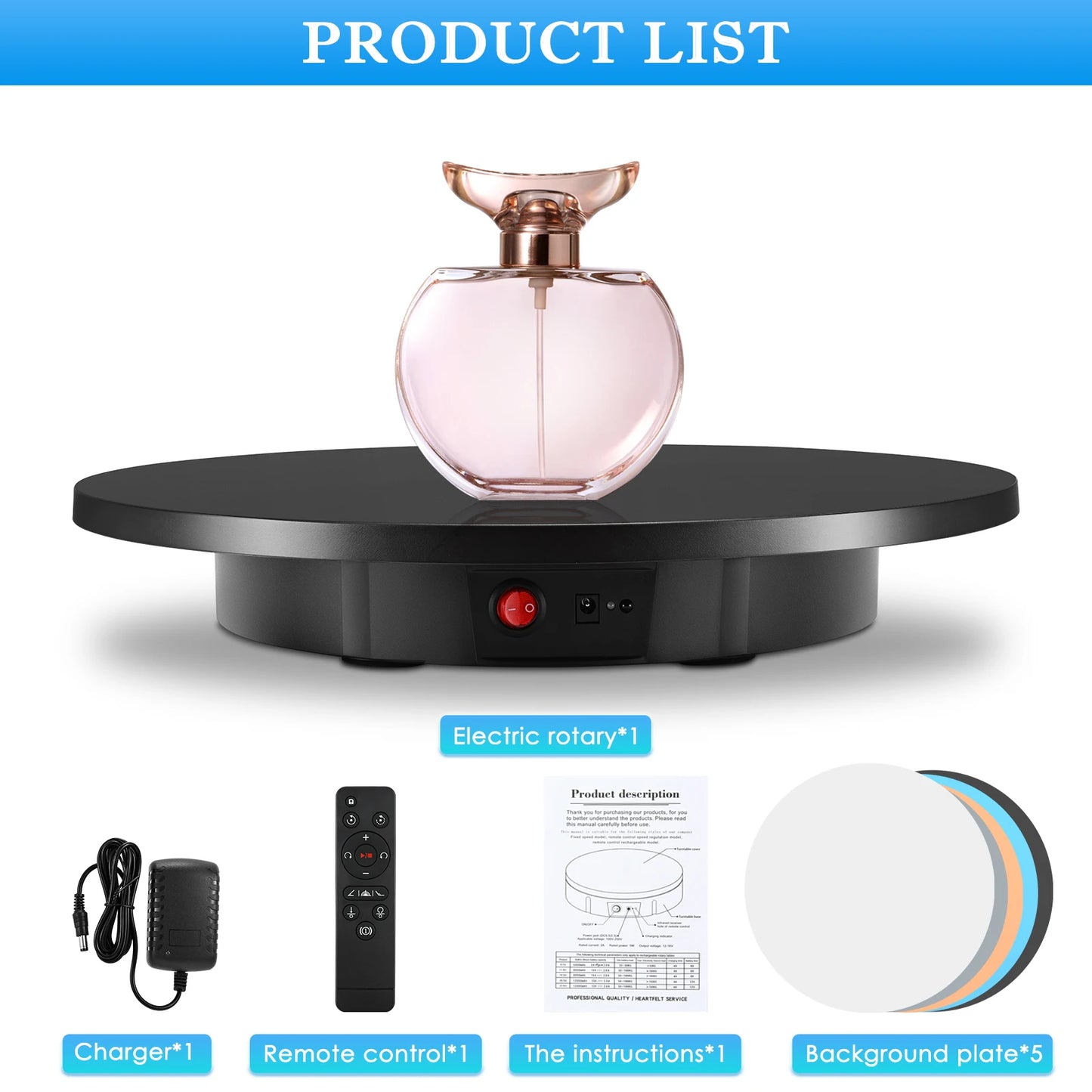 30/42/52CM 100KG Rotating Display Stand 360° Panoramic Automatic Display Table Turntable Photography Backdrop Shooting Booth