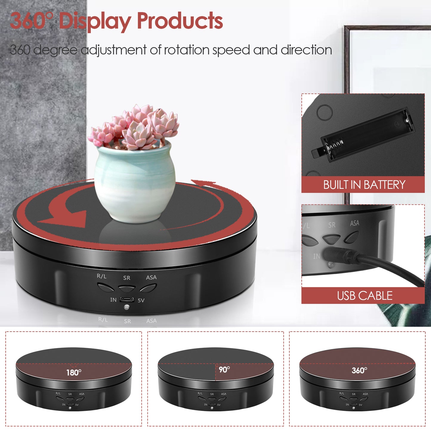 30/42/52CM 100KG Rotating Display Stand  360° Panoramic Automatic Display Table Turntable Photography Backdrop Shooting Booth