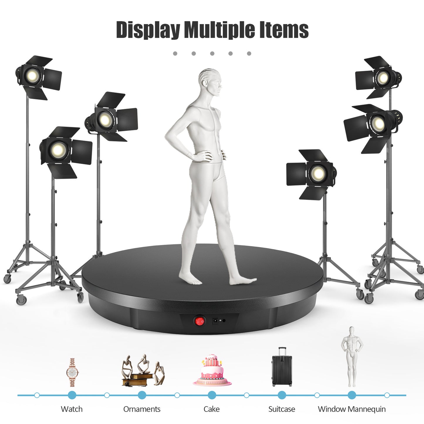 30/42/52CM 100KG Rotating Display Stand  360° Panoramic Automatic Display Table Turntable Photography Backdrop Shooting Booth