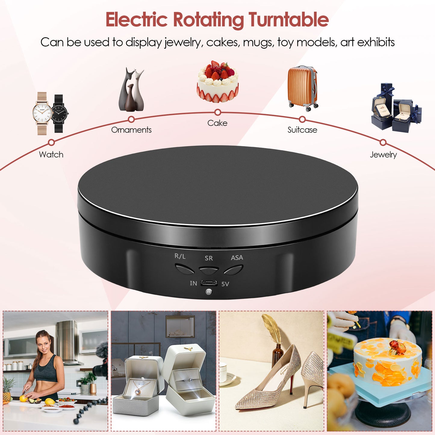30/42/52CM 100KG Rotating Display Stand  360° Panoramic Automatic Display Table Turntable Photography Backdrop Shooting Booth