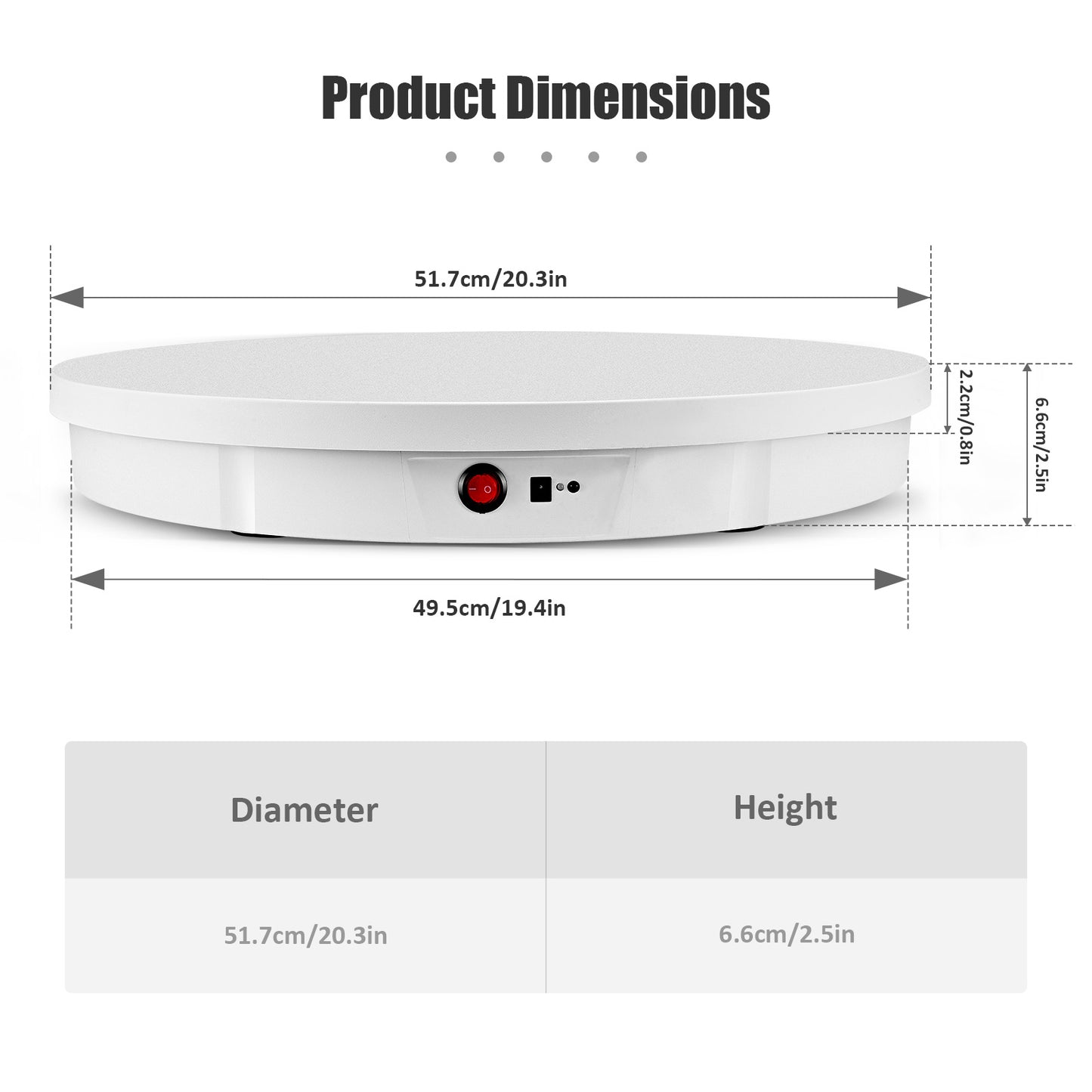 30/42/52CM 100KG Rotating Display Stand  360° Panoramic Automatic Display Table Turntable Photography Backdrop Shooting Booth