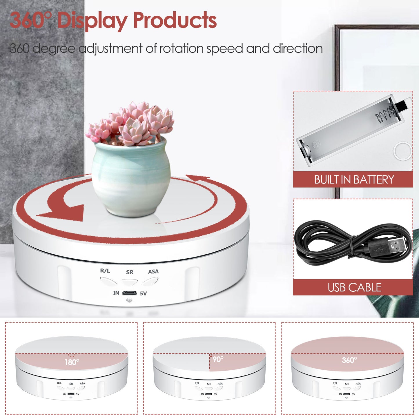 30/42/52CM 100KG Rotating Display Stand  360° Panoramic Automatic Display Table Turntable Photography Backdrop Shooting Booth