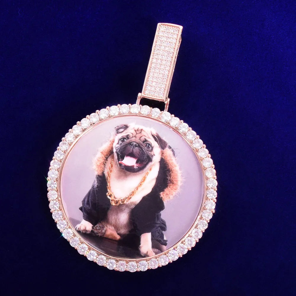 Bubble Letter Custom Photo Necklace for Men Personalized Picture Medallions Pendant Hip Hop Cubic Zircon Rock Jewelry 2021 Trend