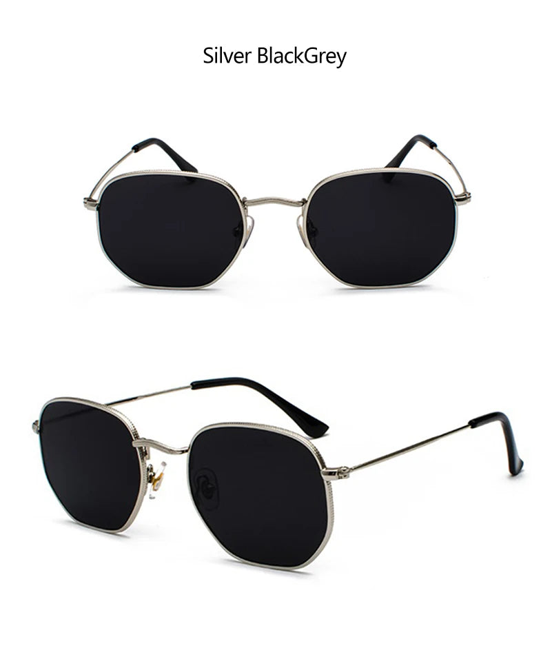 Hexagon Men Women Sunglasses Square Polygon Sun Glasses Brand Designer Retro Shades Metal Frame Eyewear TOP UV400 de sol hombre