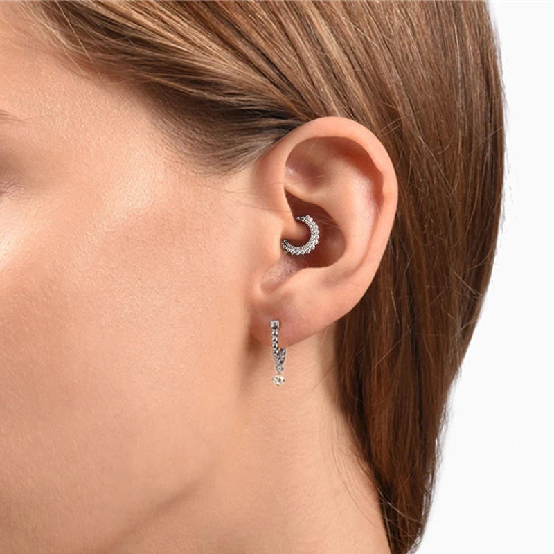 CANNER 925 Sterling Silver Hoop Earrings for Women Zircon Round Nose Piercing Cartilage Earrings Earings Jewelry pendientes 1pc