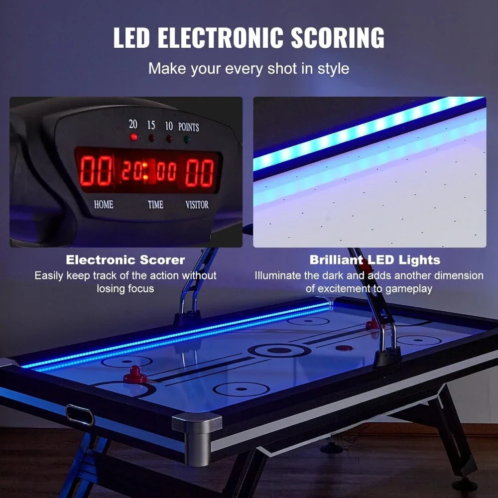 Air Hockey Table, 89" Indoor Hockey Table for Kids and Adults, LED Sports Hockey Game with 2 Pucks, 2 Pushers, and Electronic
