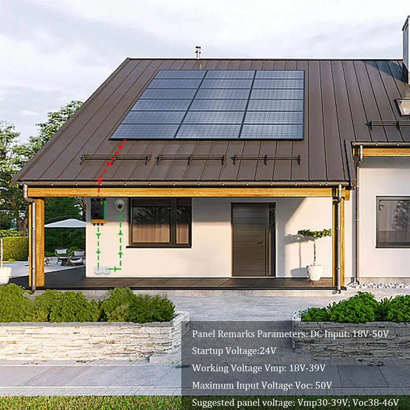 Y&H Grid Tie Inverter 300W 350W 500W 600W 700W MPPT Micro Inverter Solar PV Grid Tie System for Home DC18-50V Output AC110V/240V