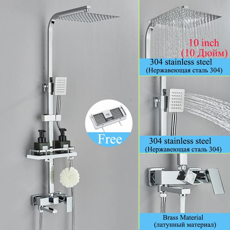 Chromium Bathroom Shower Faucet Set High-Quality Stainless Steel Bathtub Mixer Rotatable And Free Lift And Lower Shower Tap