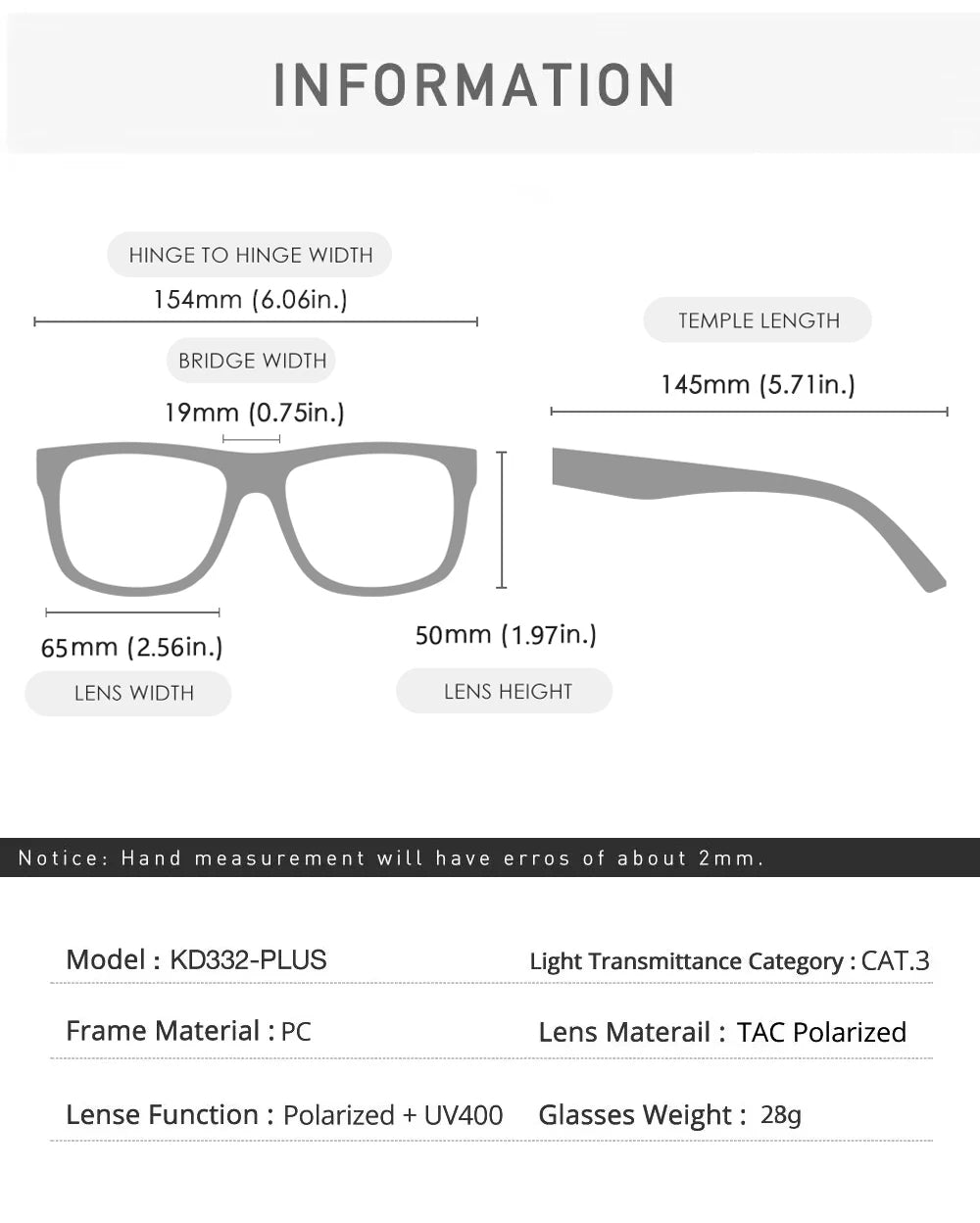 New KDEAM Brand Large Size Men Polarized Sunglasses Photochromic Oversized Sun Glasses Fashion Women Shades Night Vision Eyewear