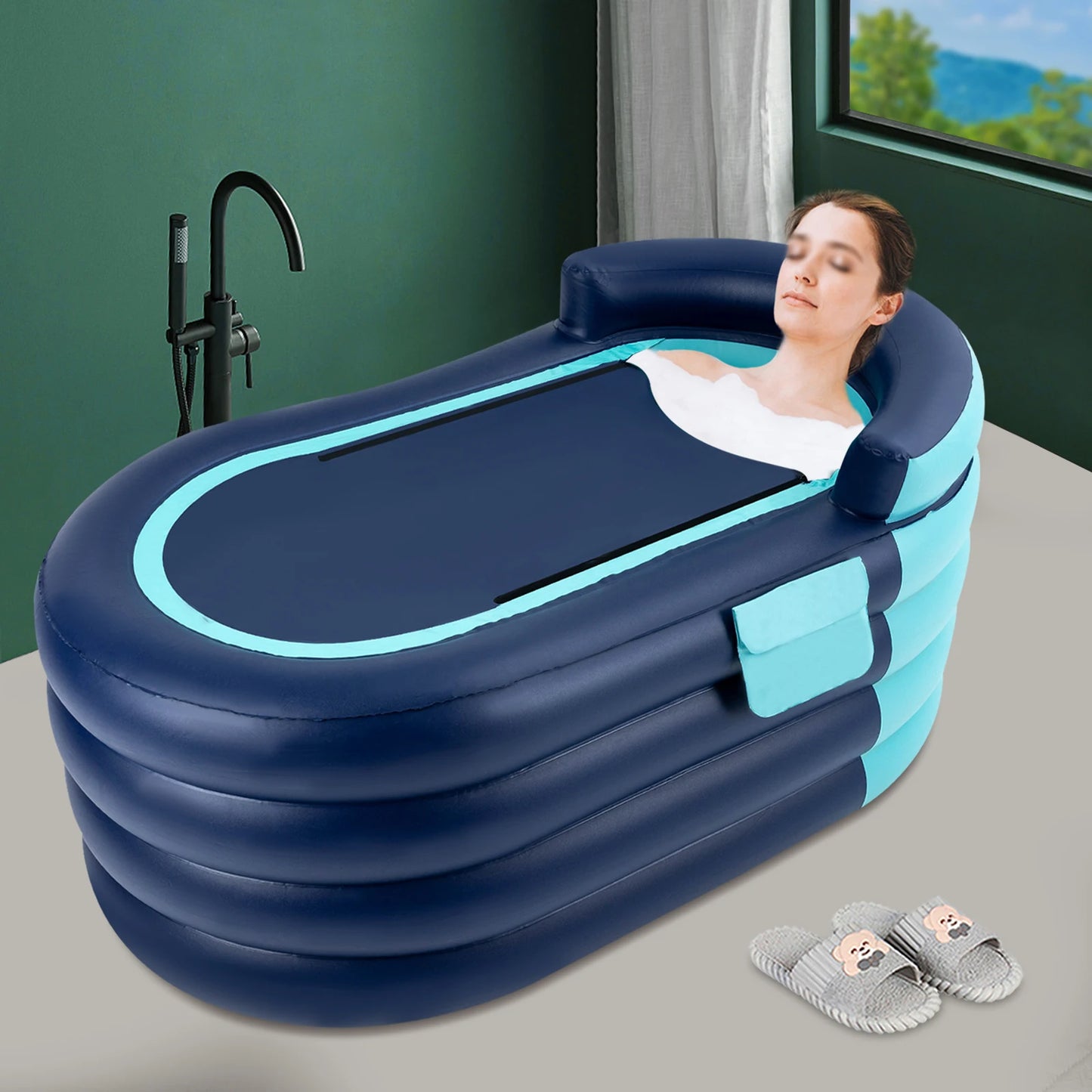 PVC Inflatable Bathtub Folding Portable Adult Kids SPA Bath Tub Water Pool 1.4M Automatic Inflatable Bathtub Folding Portable
