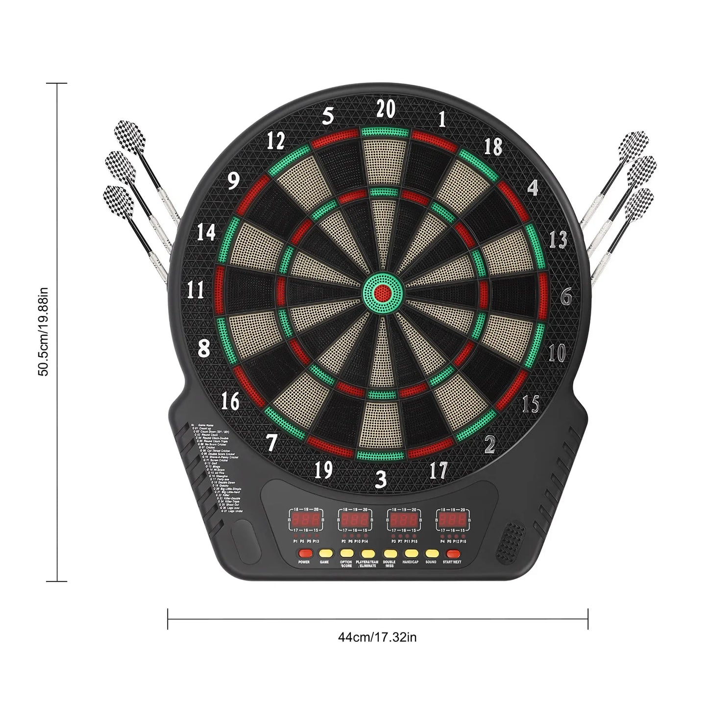 17"LX20" Electronic Dartboard with 27 Games, Cricket Scoring and 6 Darts for Adults Kids