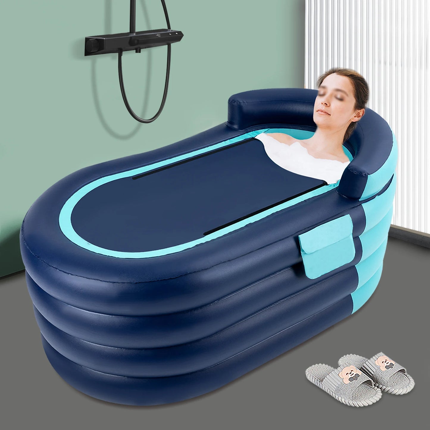 PVC Inflatable Bathtub Folding Portable Adult Kids SPA Bath Tub Water Pool 1.4M Automatic Inflatable Bathtub Folding Portable