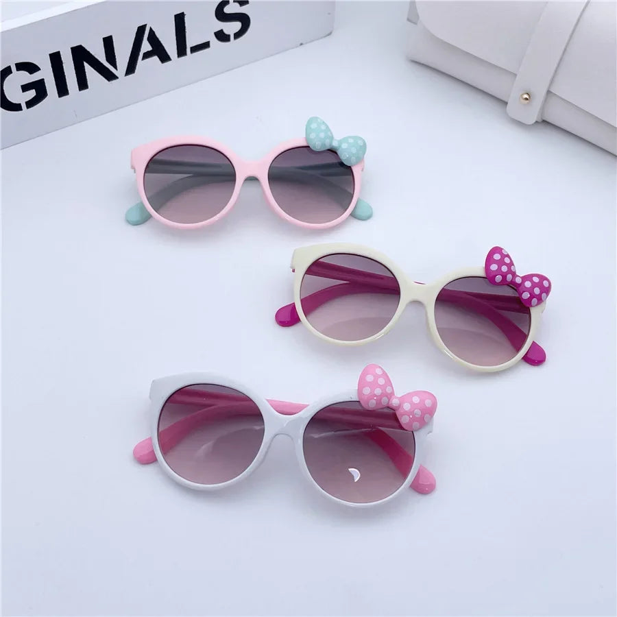 Kids Sunglasses Girls Boys Shiny Bowknot Sun Glasses Lovely Cat Children Eyewear Fashion Gradient Eyeglasses UV400