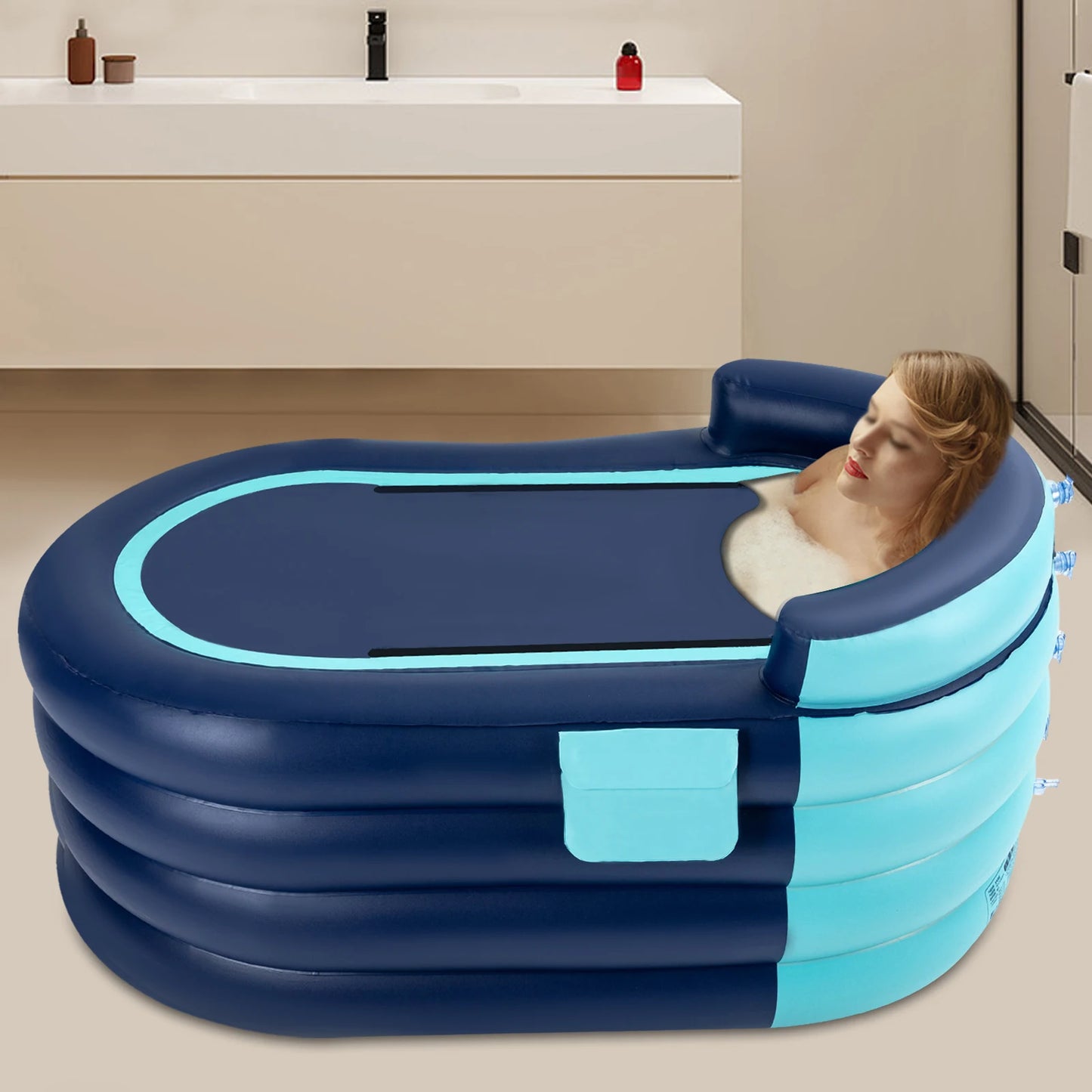 PVC Inflatable Bathtub Folding Portable Adult Kids SPA Bath Tub Water Pool 1.4M Automatic Inflatable Bathtub Folding Portable