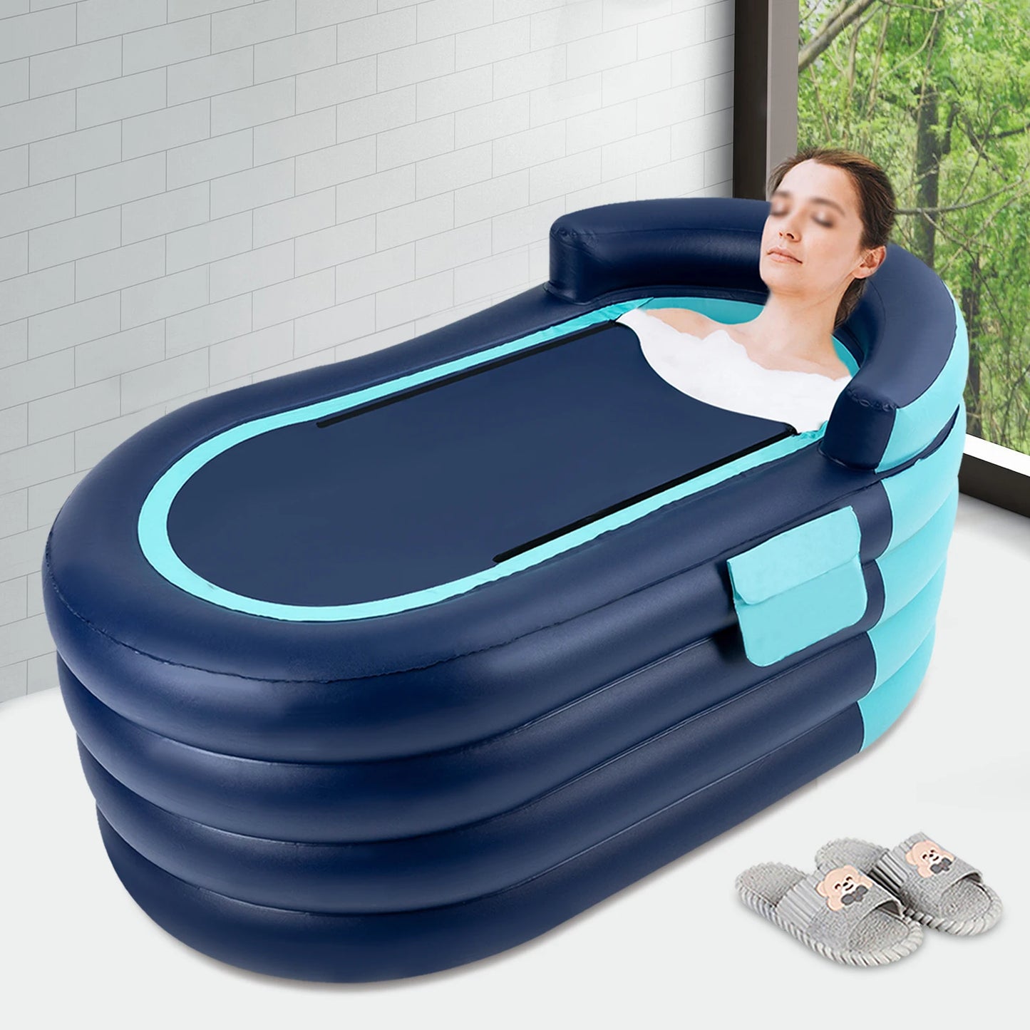 PVC Inflatable Bathtub Folding Portable Adult Kids SPA Bath Tub Water Pool 1.4M Automatic Inflatable Bathtub Folding Portable