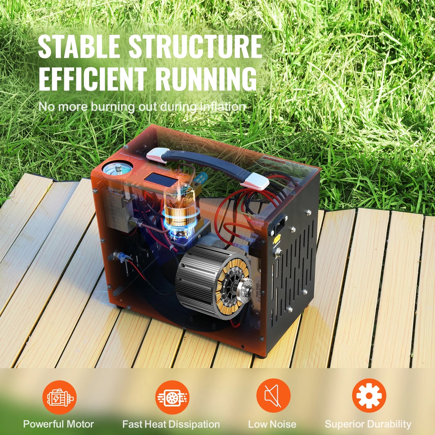VEVOR PCP Air Compressor 4500PSI/30Mpa Portable PCP Airgun Compressor Water-Free Air Rifle Paintball Scuba Tank Compressor Pump