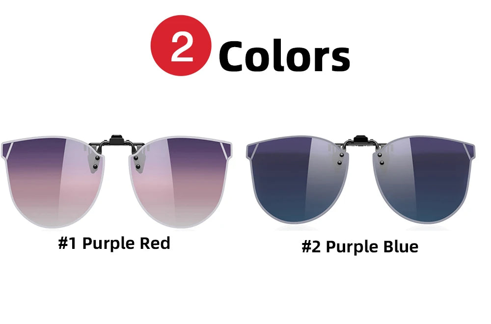 VIVIBEE Gradient Women's Cat Eye Flip Up Clip On Sunglasses Women Driving Polarized Oversized Sun Glasses Purple Eyeglasses