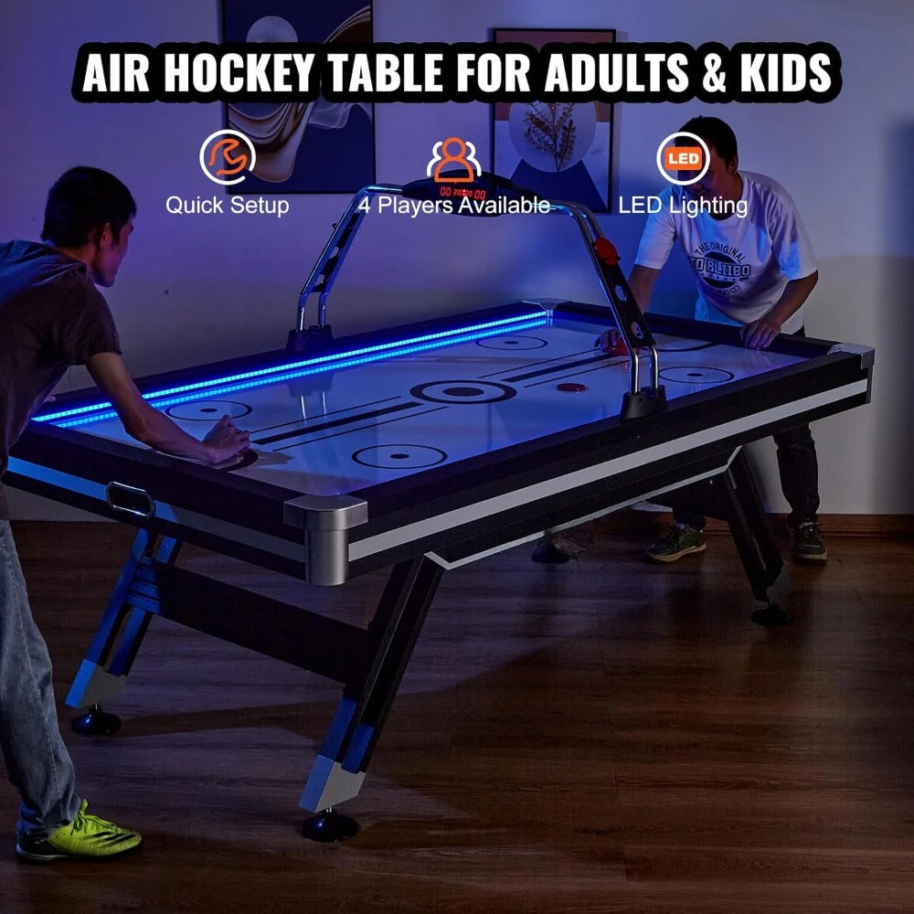 Air Hockey Table, 89" Indoor Hockey Table for Kids and Adults, LED Sports Hockey Game with 2 Pucks, 2 Pushers, and Electronic