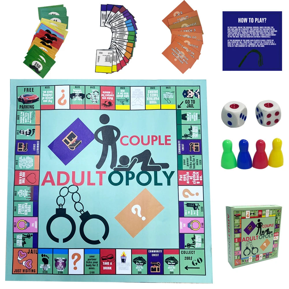 Adultopoly Board Game Couple Board Game Interactive Relationship Card Game Portable Couple Game Valentines Gifts for Him Her
