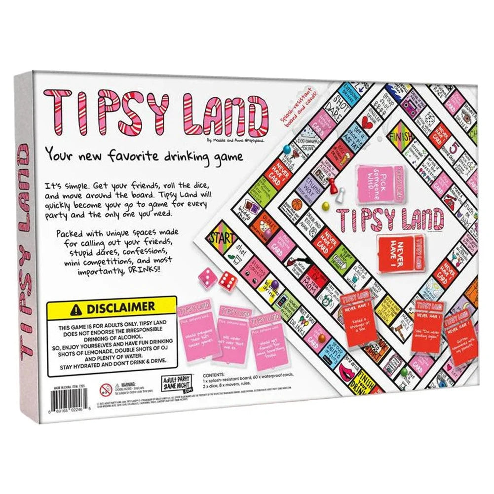 Tipsy Land Drinking Games Interactive Girls Night Party Drinking Game for Adults Bachelorette Halloween Party Game for 2-8Player