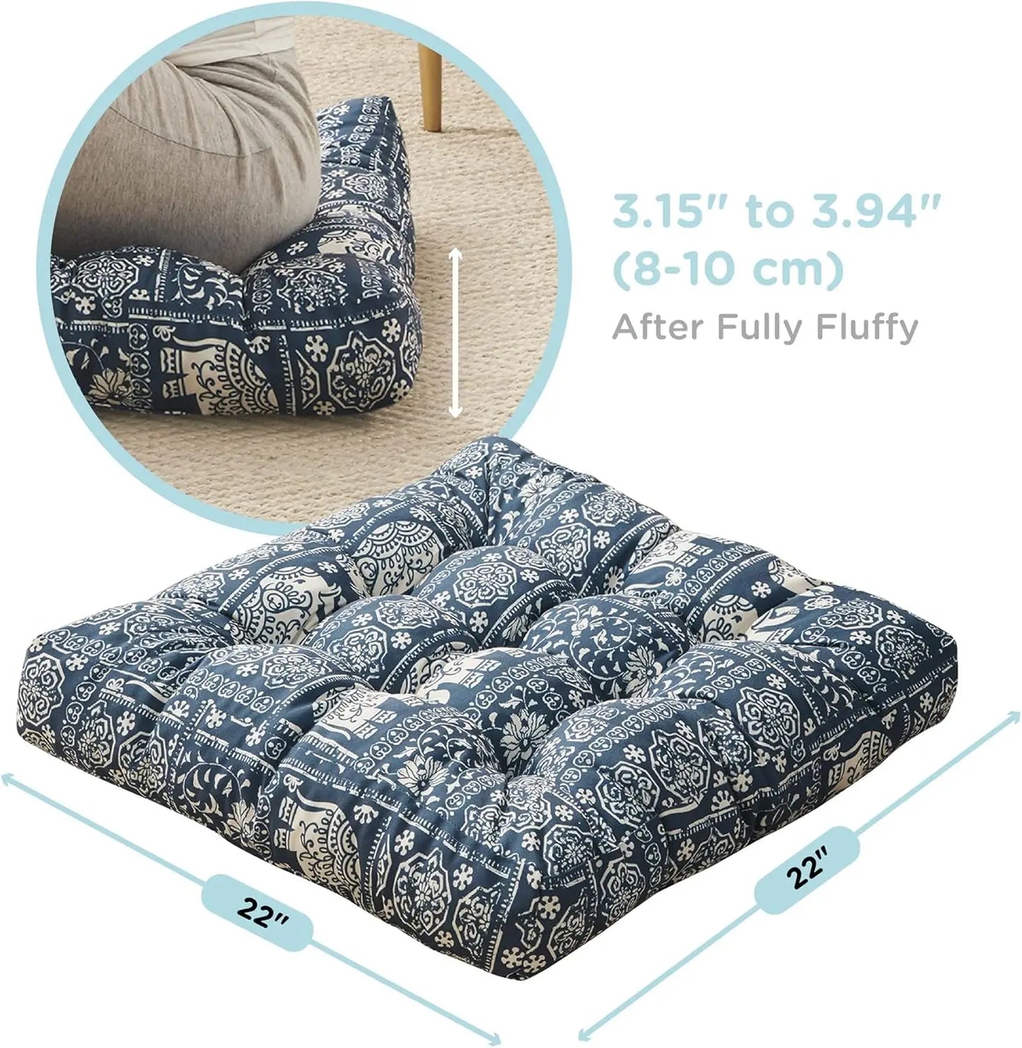 Floor Pillow Set of 2, Large Pillows Seating for Adults and Kids, Bohemian Cushion for Fireplace Yoga Living Room Sitting
