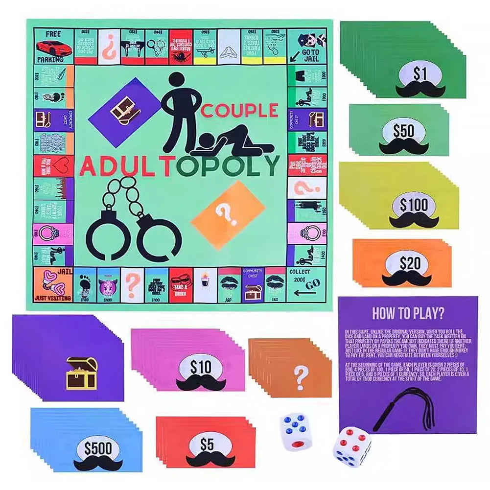 Adultopoly Board Game Couple Board Game Interactive Relationship Card Game Portable Couple Game Valentines Gifts for Him Her
