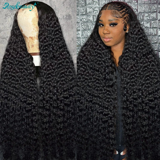 Rosabeauty 13x6 HD Loose Deep Wave Lace Frontal Wig Brazilian Curly Water Wave 13x4 Lace Front Wig 5x5 Closure Wigs For Women