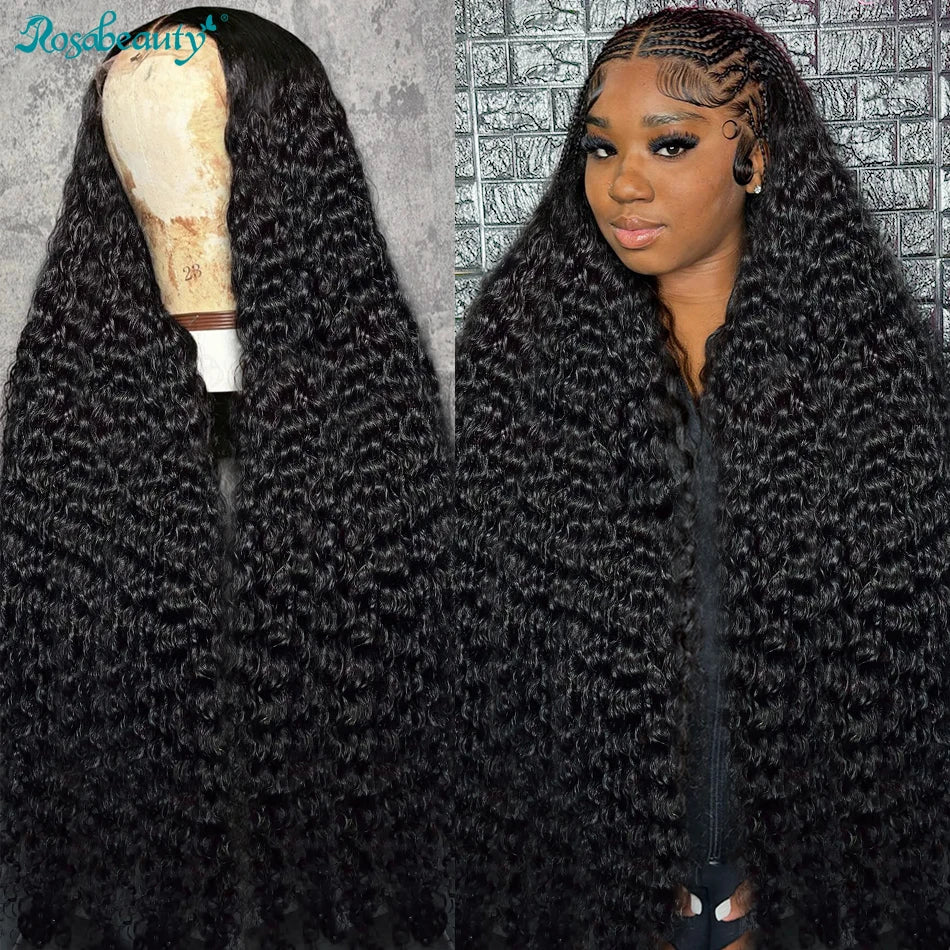 Rosabeauty 13x6 HD Loose Deep Wave Lace Frontal Wig Brazilian Curly Water Wave 13x4 Lace Front Wig 5x5 Closure Wigs For Women