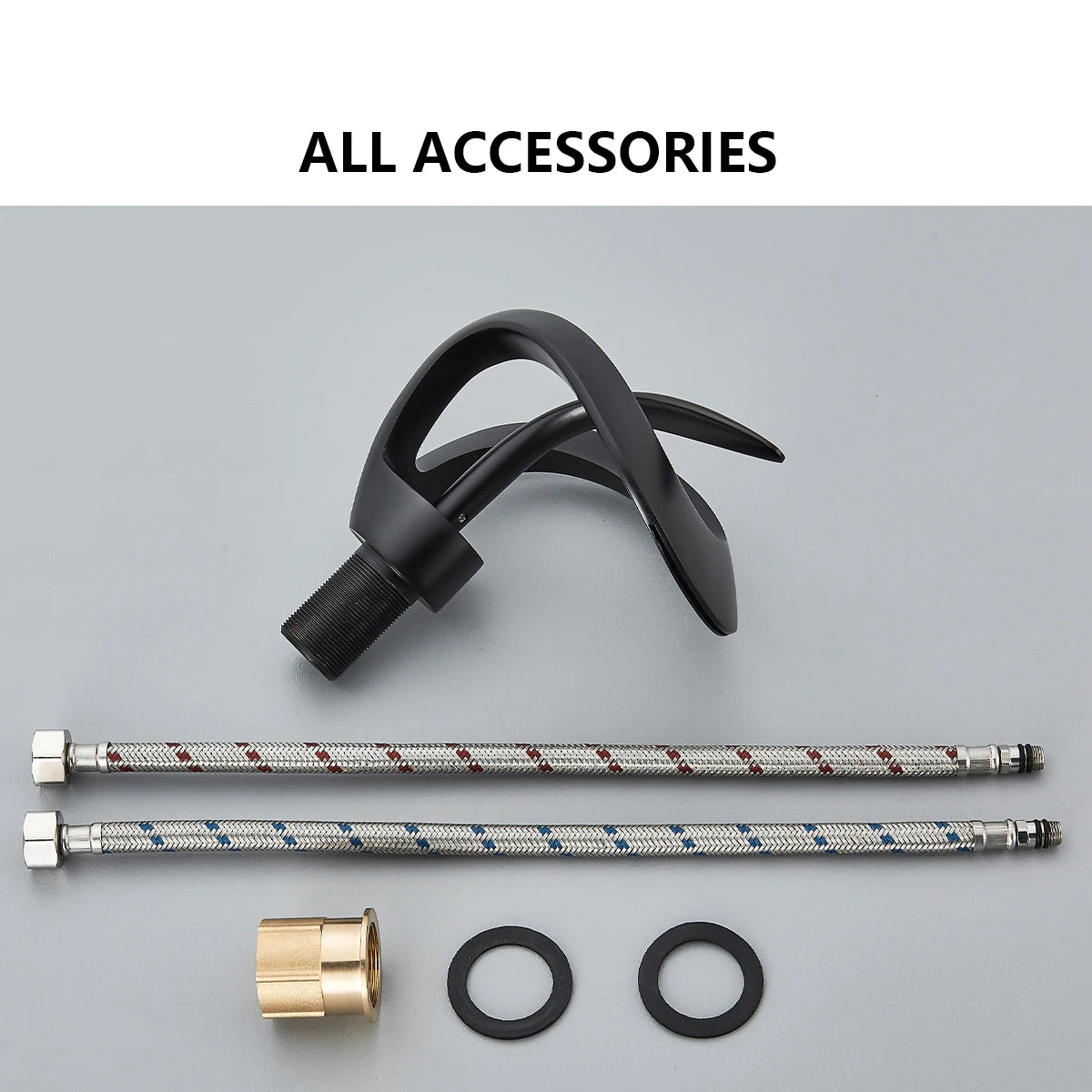 ALL Brass Black Bathroom Basin Faucet Waterfall Hot Cold Water Mixer Tap Deck Mounted Single Handle Modern Style Mixer Crane