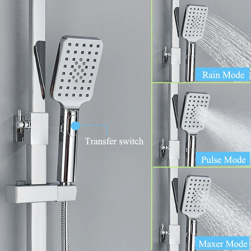 Chromium Bathroom Shower Faucet Set High-Quality Stainless Steel Bathtub Mixer Rotatable And Free Lift And Lower Shower Tap