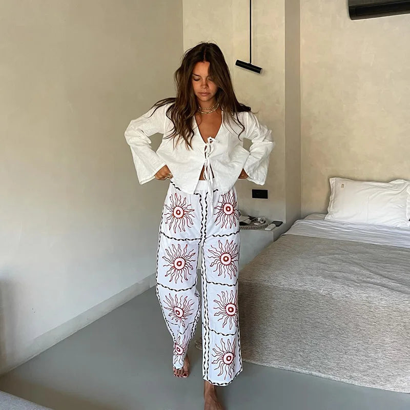 Fashion V-neck Lace-up White Shirt Women Blouses Casual Long-sleeved Loose Tops 2024 Spring Female Chic Office Ladies Outwear