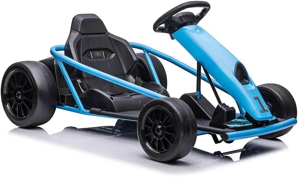 24V Go Kart, 300W*2 Extra Powerful Motors, 9Ah Large Battery 8MPH High Speed Drifting with Music, Horn,Max Load 175lbs Outdoor