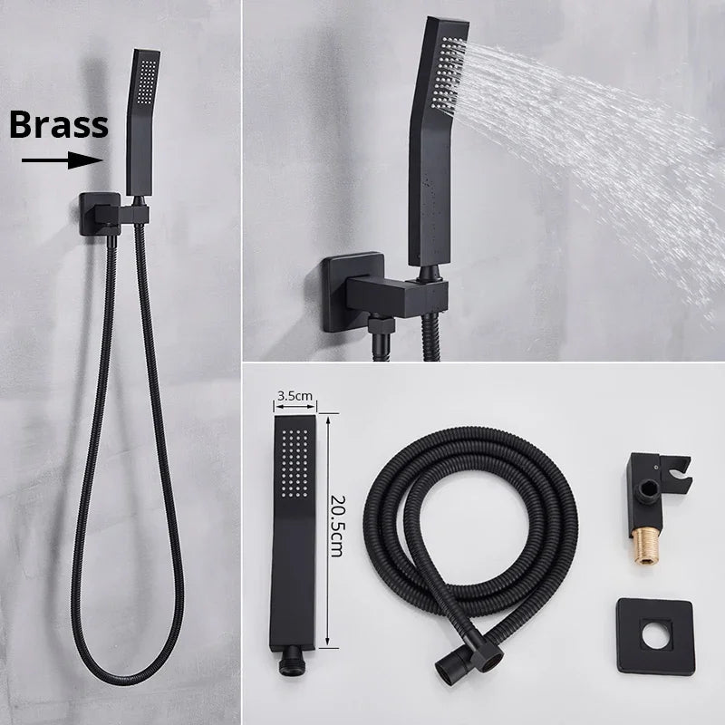 Matte Black Handshower Head 150cm Stainless Steel Shower Hose Shower Faucet Sprayer Head Wall Mounted Faucet Accessories