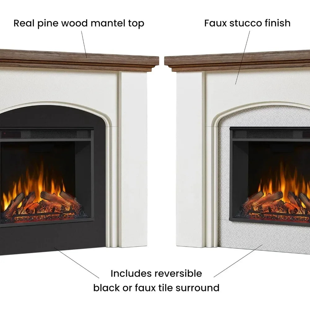 36-Inch Living Room or Bedroom Electric Fireplace, Plug-in Heater, Realistic Wood and Flame Effects, Remote Control, Timer