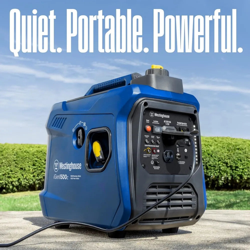 1500 Peak Watt Super Quiet & Lightweight Portable Inverter Generator, Gas Powered, CO Sensor, Parallel Capable, Generator