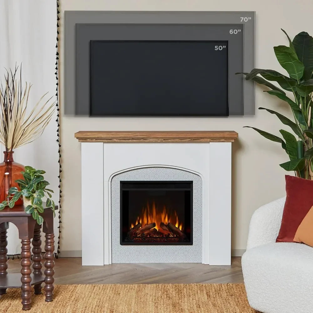 36-Inch Living Room or Bedroom Electric Fireplace, Plug-in Heater, Realistic Wood and Flame Effects, Remote Control, Timer