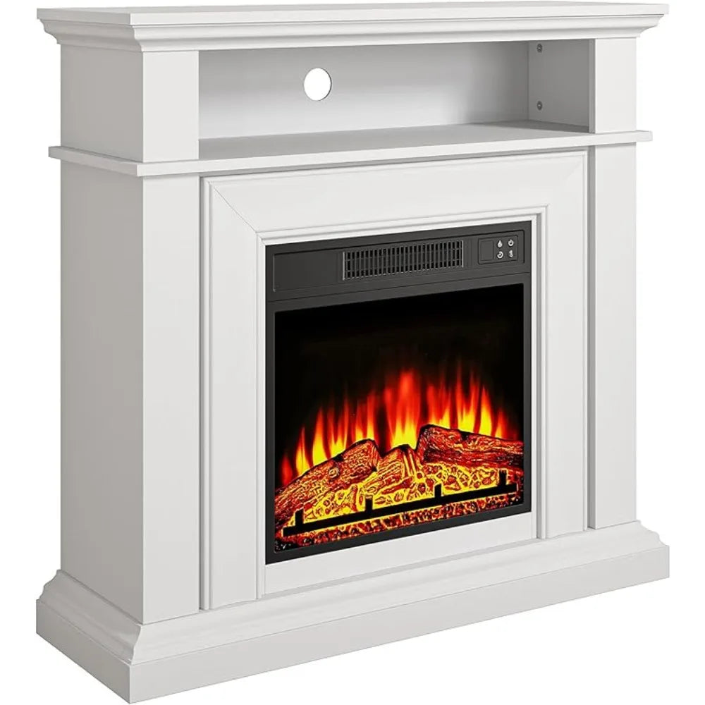 36-Inch Living Room or Bedroom Electric Fireplace, Plug-in Heater, Realistic Wood and Flame Effects, Remote Control, Timer