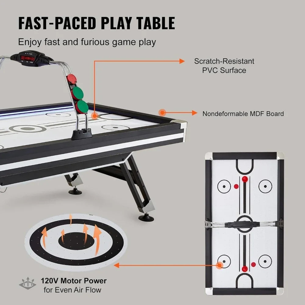 Air Hockey Table, 89" Indoor Hockey Table for Kids and Adults, LED Sports Hockey Game with 2 Pucks, 2 Pushers, and Electronic