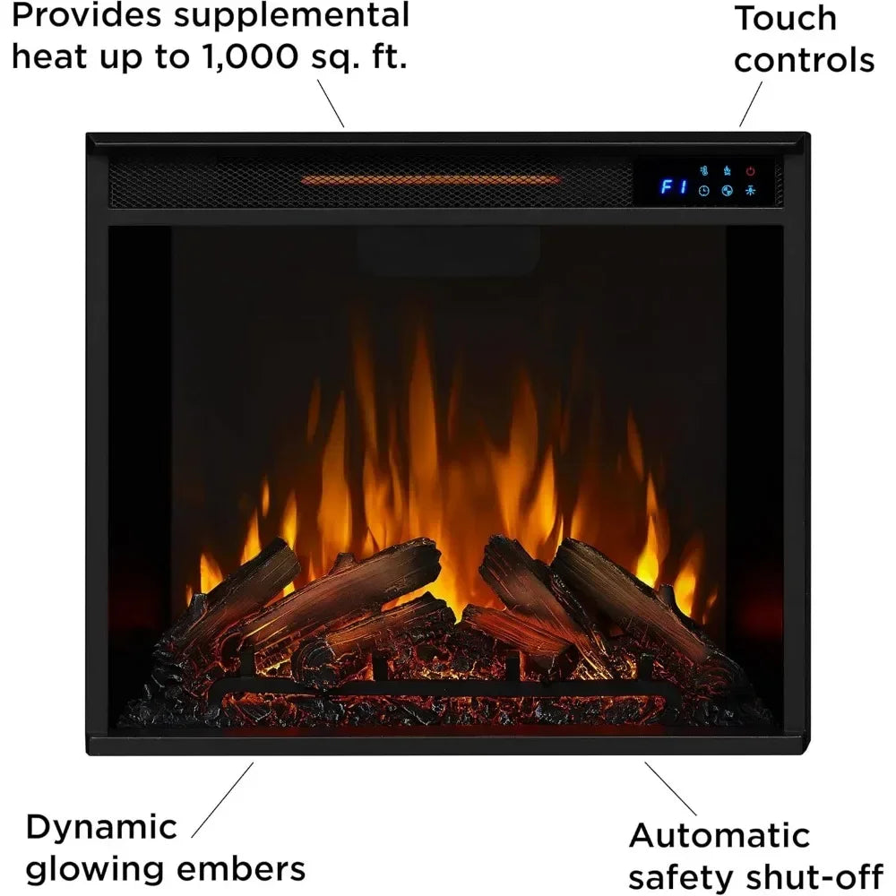 36-Inch Living Room or Bedroom Electric Fireplace, Plug-in Heater, Realistic Wood and Flame Effects, Remote Control, Timer