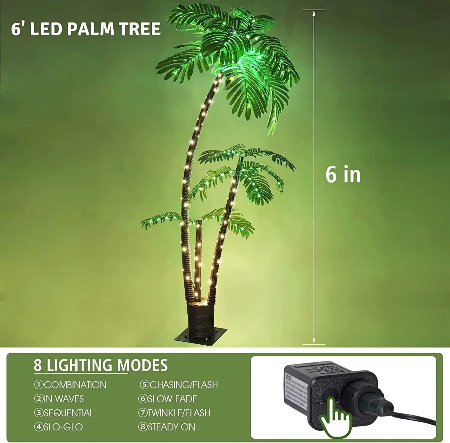 US 6FT LED Lighted Palm Tree Outdoor Artificial Palm Tree Swim Pool Party Decor decoracion outdoor lighting garden