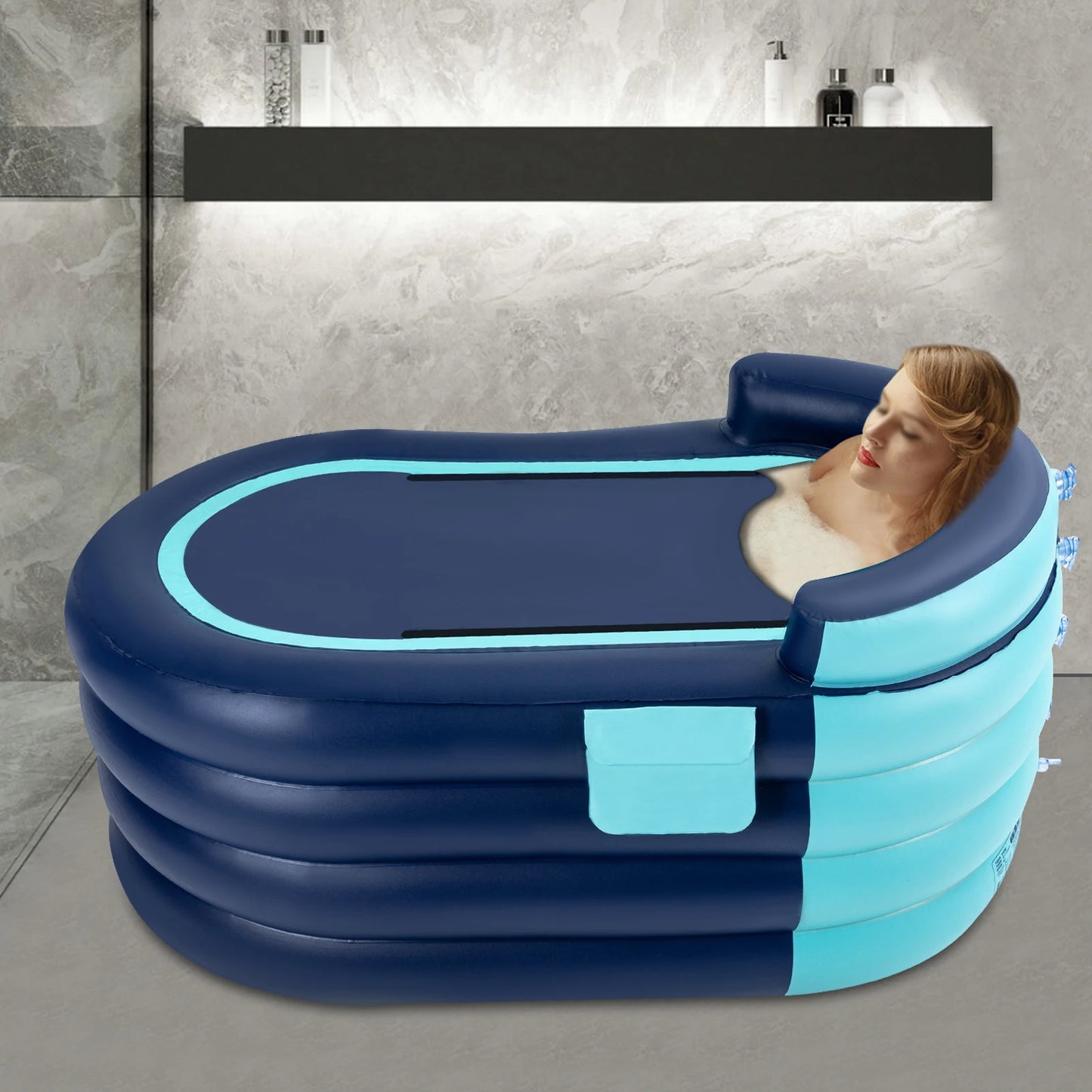 PVC Inflatable Bathtub Folding Portable Adult Kids SPA Bath Tub Water Pool 1.4M Automatic Inflatable Bathtub Folding Portable