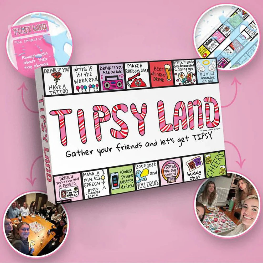 Tipsy Land Drinking Games Interactive Girls Night Party Drinking Game for Adults Bachelorette Halloween Party Game for 2-8Player