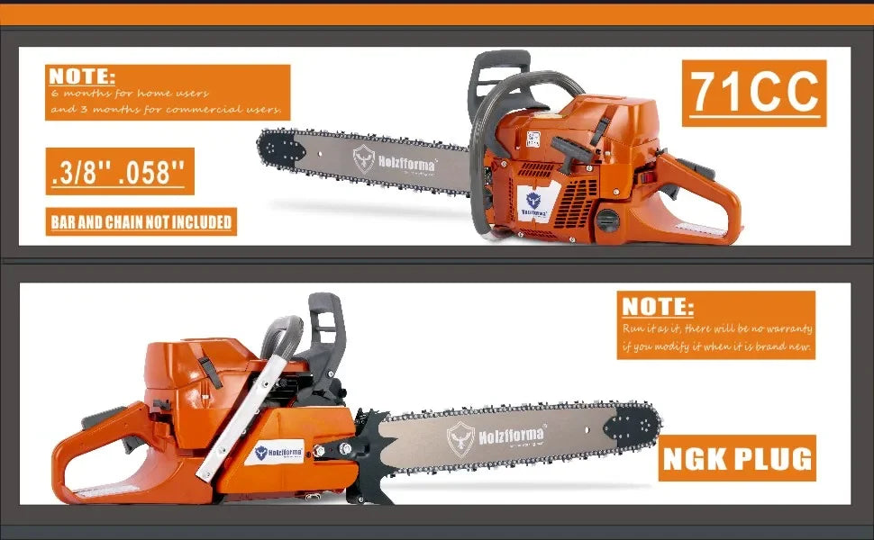 71cc G372XP Holzfforma 50mm Bore Gasoline Chain Saw Power Head All Parts are Compatible with Husqvarna 372XP Chainsaw