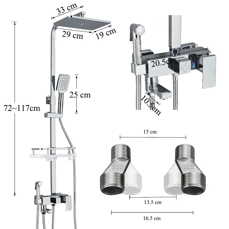 Chromium Bathroom Shower Faucet Set High-Quality Stainless Steel Bathtub Mixer Rotatable And Free Lift And Lower Shower Tap