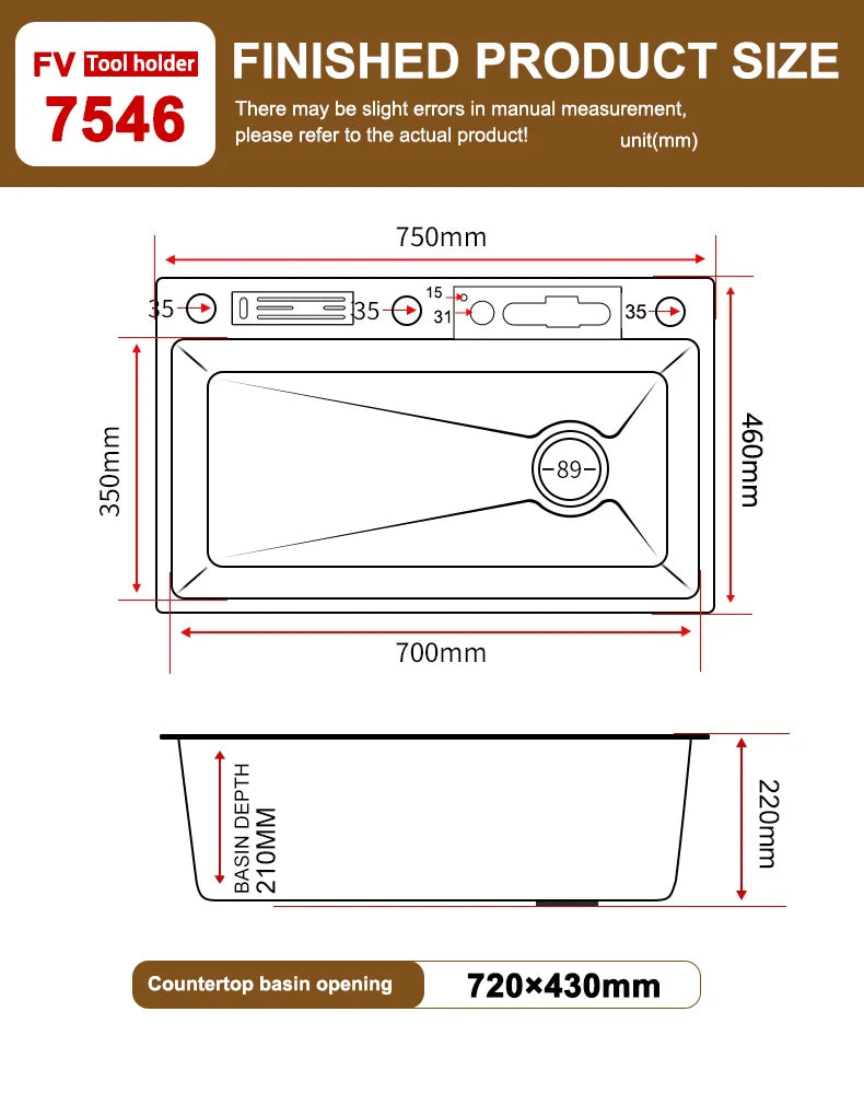 Waterfall Kitchen Sink Stainless Steel Extra Large Single Slot Cup Washer Embossed Digital Display Multifunctional Sinks