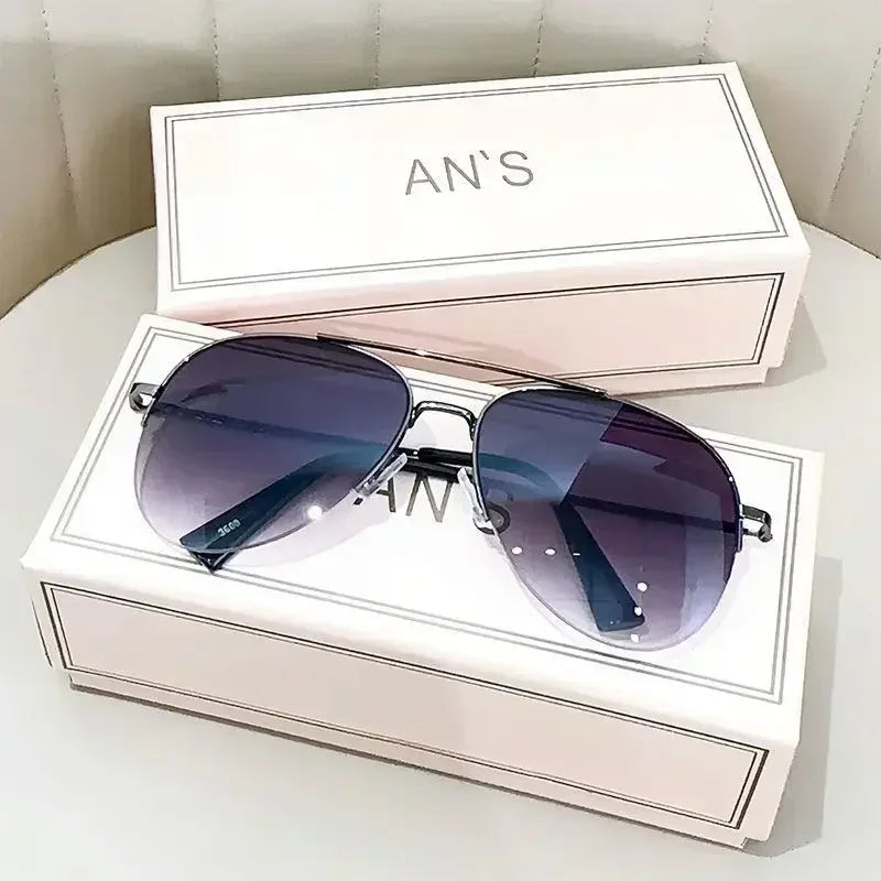 Fashion Gradient Sunglasses for Men Big Frame Pilot Sun Glasses Brand Design Anti-reflectiveUV400 Lunette De Soleil Homme Óculos