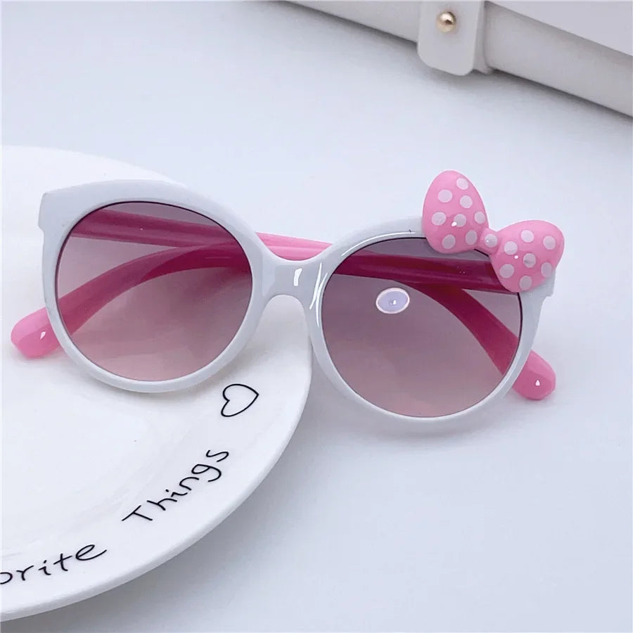 Kids Sunglasses Girls Boys Shiny Bowknot Sun Glasses Lovely Cat Children Eyewear Fashion Gradient Eyeglasses UV400