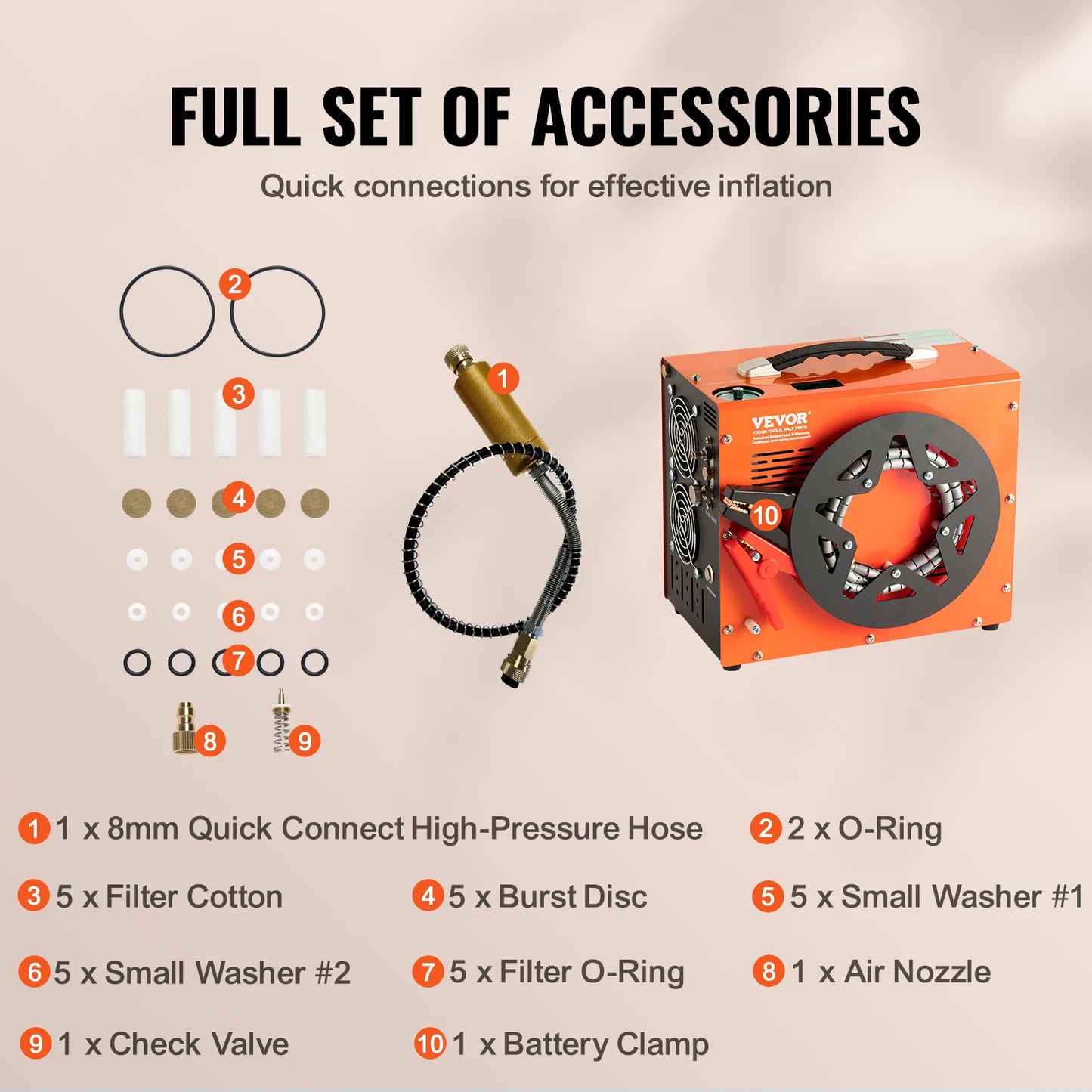 VEVOR PCP Air Compressor 4500PSI/30Mpa Portable PCP Airgun Compressor Water-Free Air Rifle Paintball Scuba Tank Compressor Pump